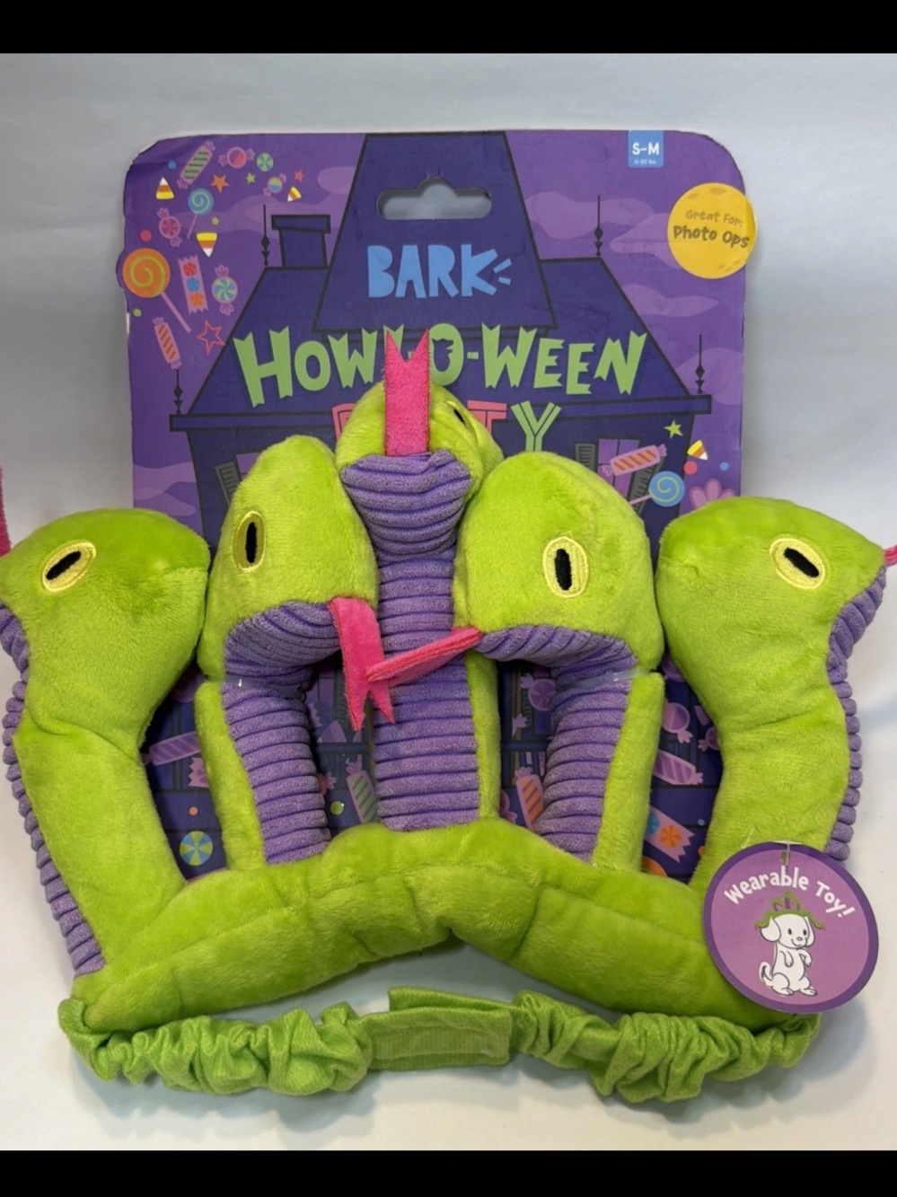 BARK Box Howl-O-Ween Party Wearable Medusa Snakes Crown Dog Toy Halloween S/M